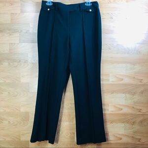 Anne Klein Size 8 Petite Black Pants with Back Pockets & Belt Loops
